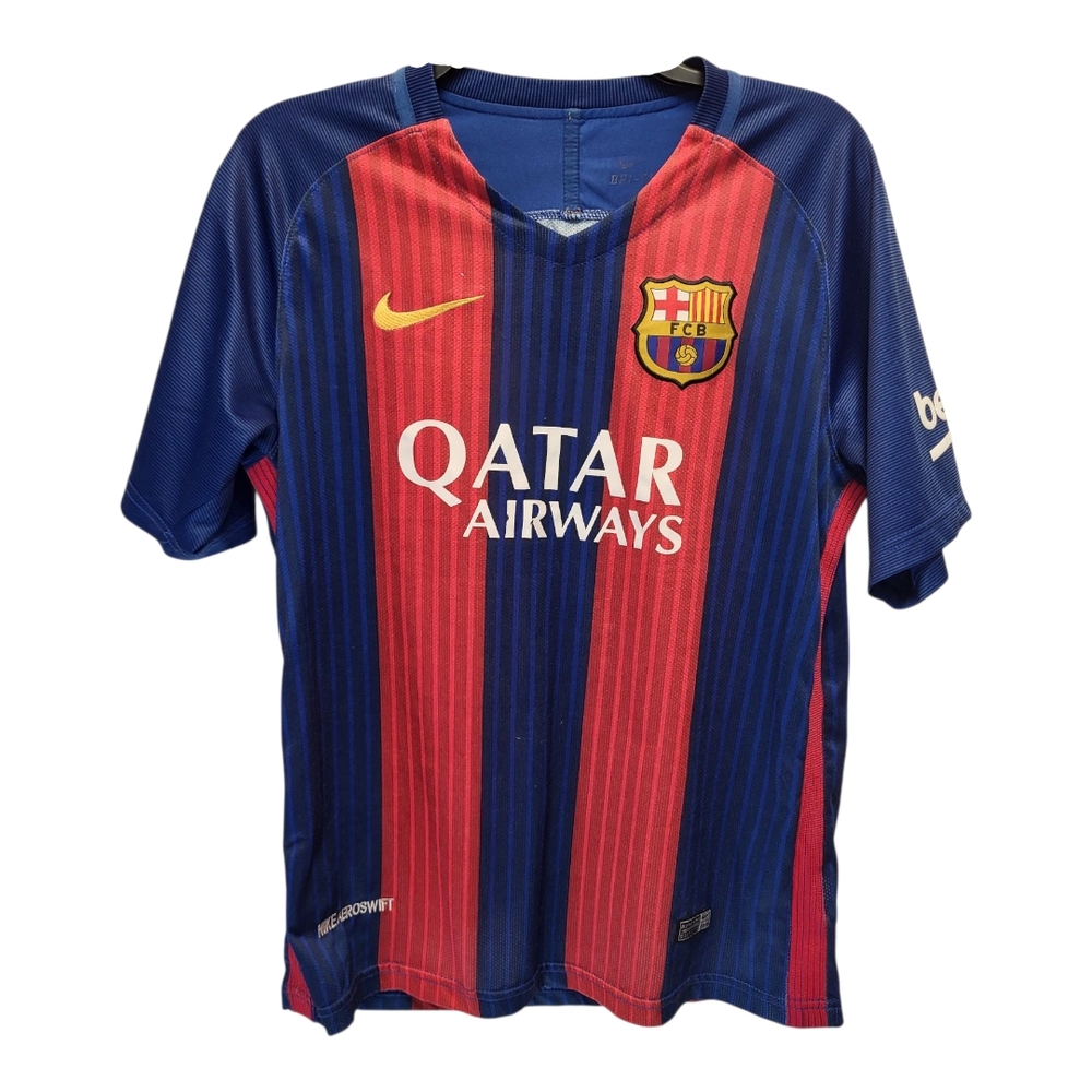 2015 Official Barcelona FC Home Short Sleeve Football Jersey (Messi #10)- Size M